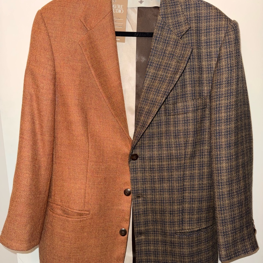 Vintage Rare Two-Tone Blazer in Orange and Blue Check